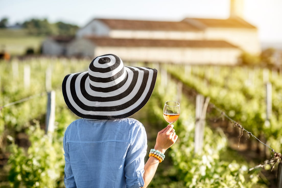 Woman Tasting Wine Outdoors